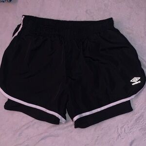 Umbro Women's Black Shorts with White Accents